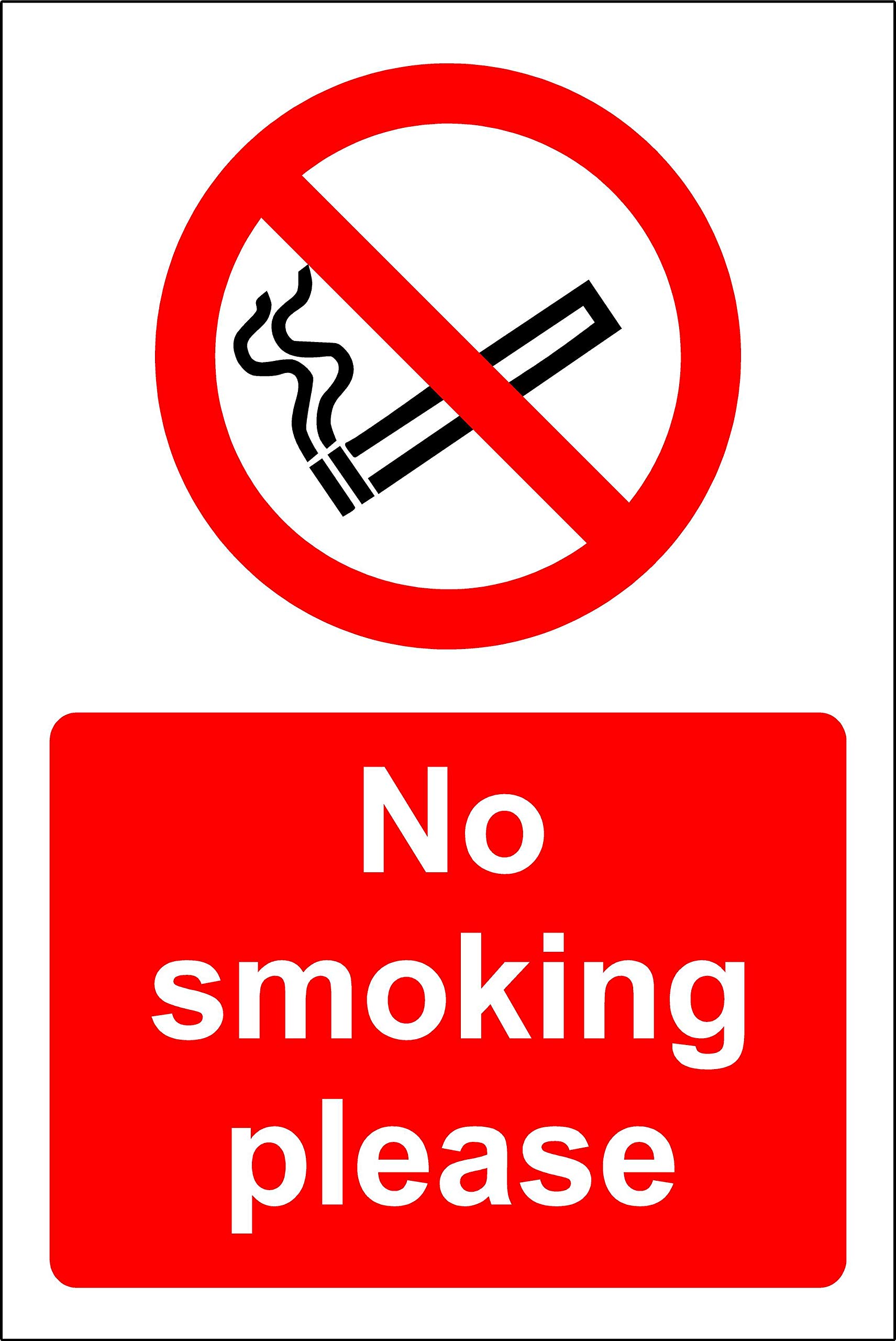 Kpcm Display Ltd No Smoking Please Safety Sign - 1.2Mm Rigid Plastic 300Mm X 200Mm