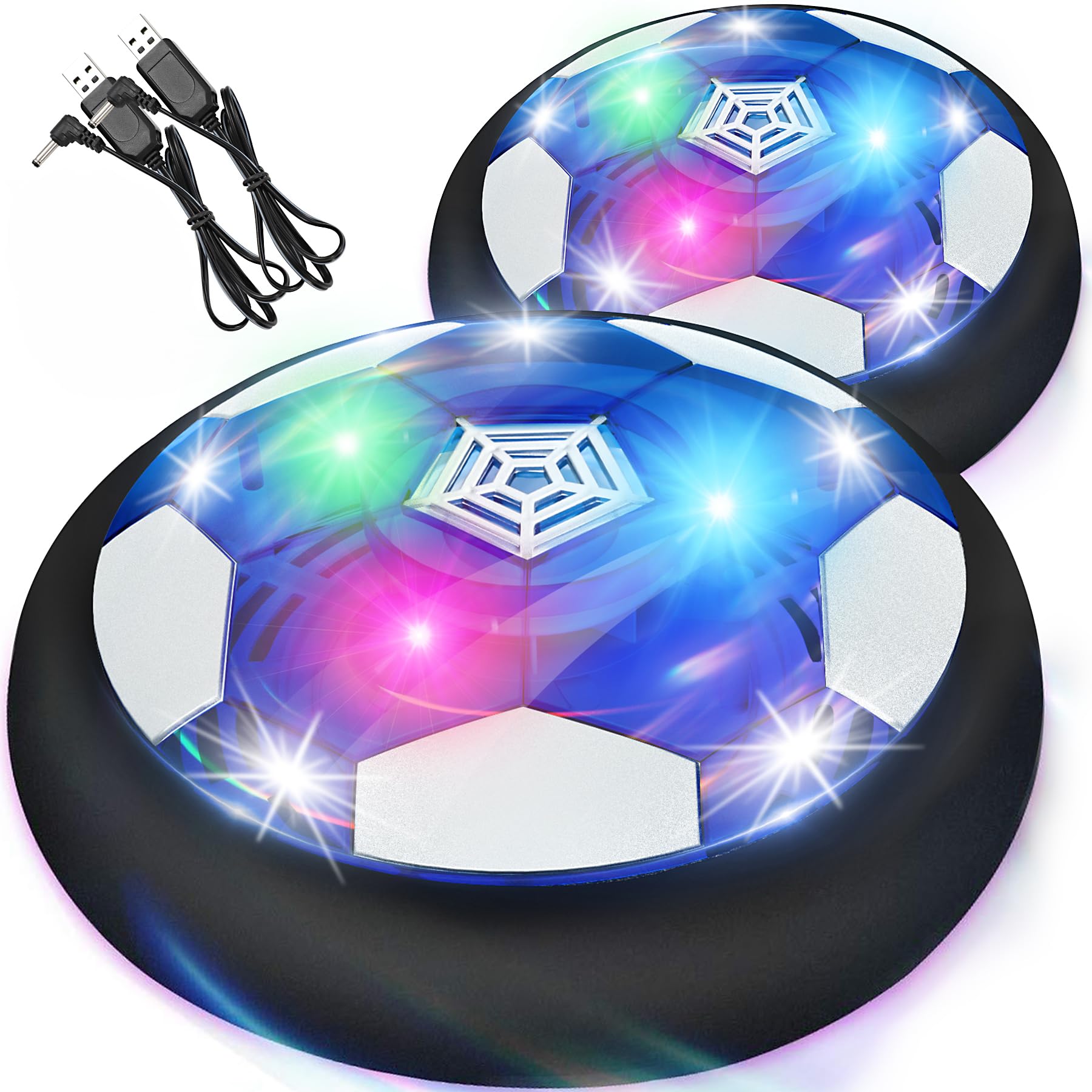 lenbest 2 Pièces Air Power Football - Jouet Enfant 3 4 Ans - Rechargeable Ballon de Foot - Jouet Garcon 5 6 7 8 Ans - LED Football Enfant - Cadeau Garcon 9 10 11 12 Ans