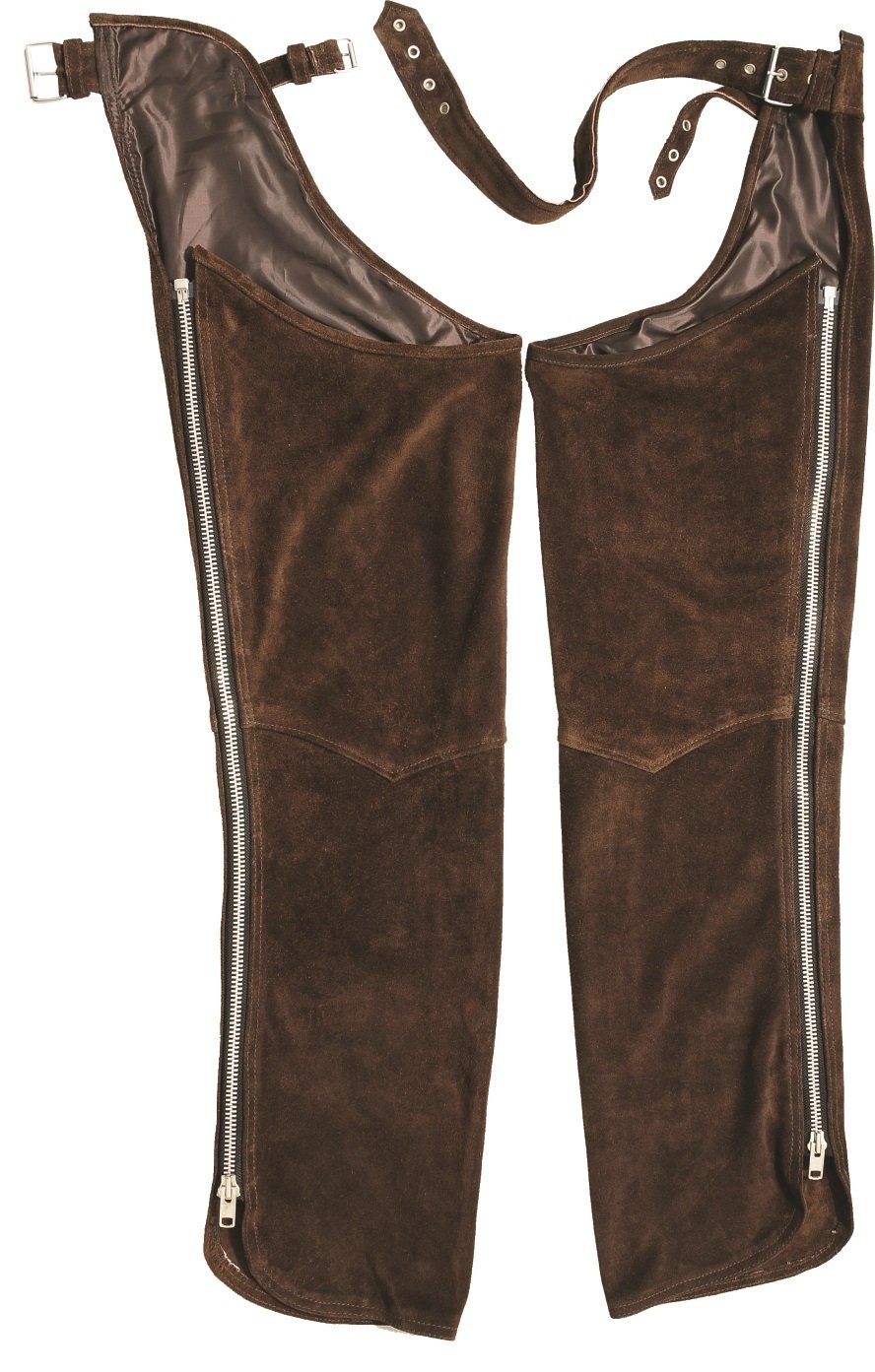 Chaps Leder Herren Lederchaps Fransenhose Lederhose Lederjeans Chaps Fuente Chapshose Damen Herren Cowboy Indianer Western REIT Braun