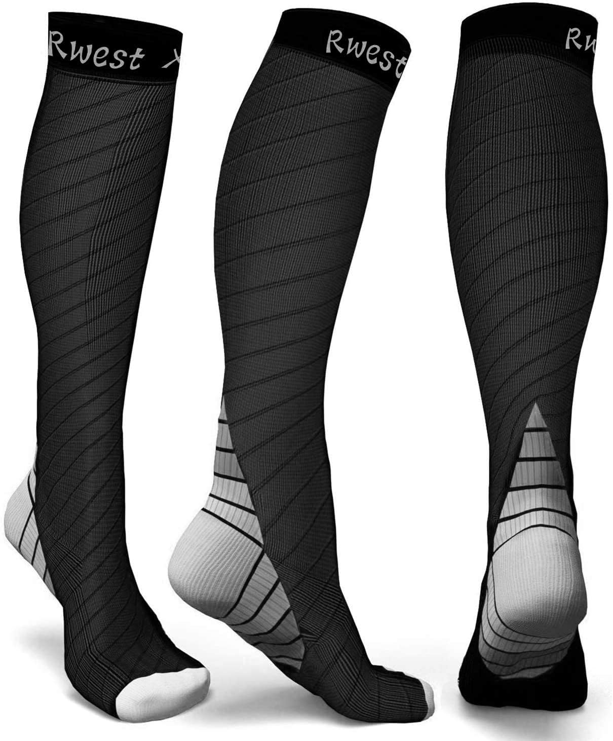 Rwest X Kompressionsstrümpfe Damen und Herren, Kompressionssocken Stützstrümpfe Compression Socks Laufstrümpfe Kompression für Sport,Laufen,Reisen,Radsport,Flug,One Paar