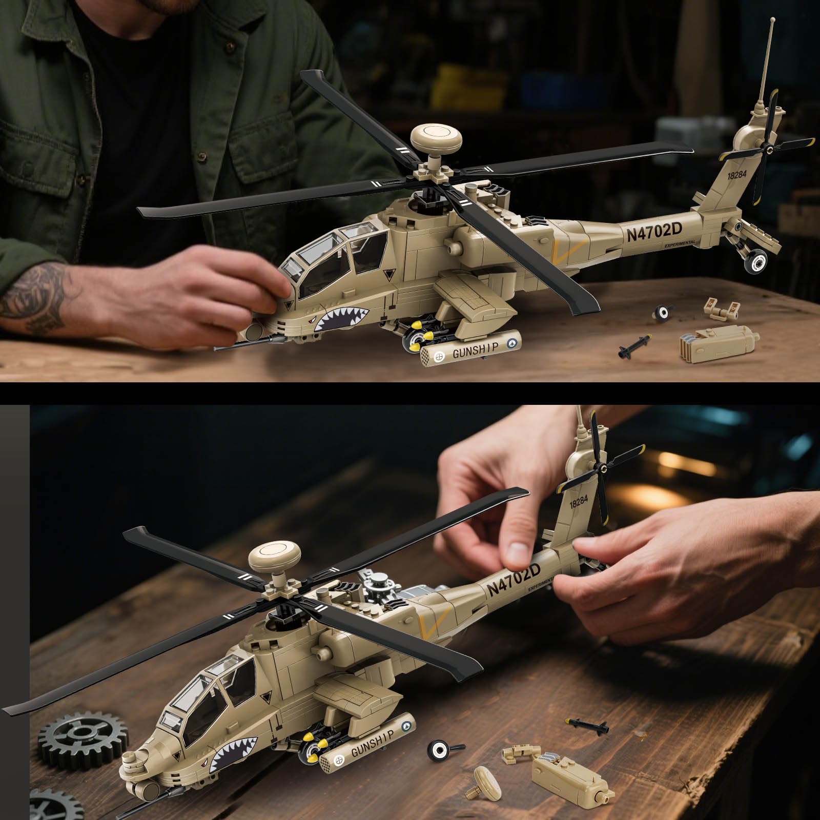 Amazon.com: AH-64 Military Helicopter Building Set, Compatible