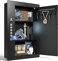 Vista 1 de XDeer Caja fuerte de seguridad de pared plana oculta en la pared, caja fuerte biométrica oculta para huellas dactilares, cajas fuertes electrónicas