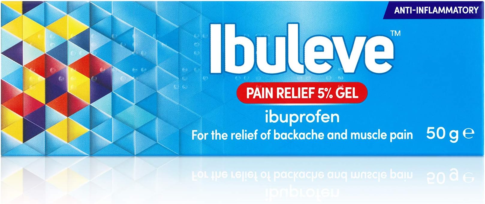 Pain Relief 5% Ibuprofen Gel, Clinically Proven, Anti-Inflammatory Relief for Joint Pain, Sprains, Backache, Muscular Pains and Sports Injuries, 50g