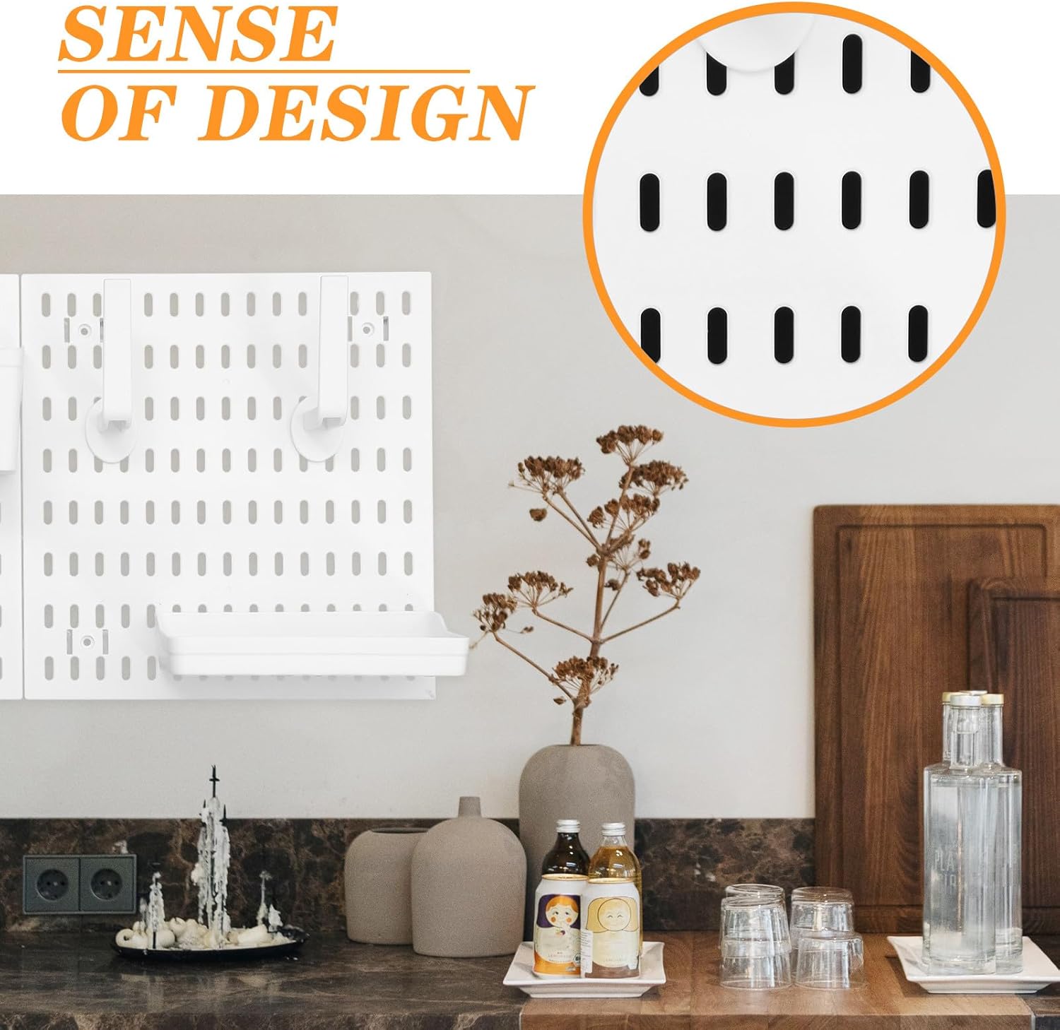 Wall Mounted Pegboard Organizer Rack with Hooks Plastic Pegboard for Kitchen and Bedroom Storage Heavy Duty for Home Craft Room and Utility Organization