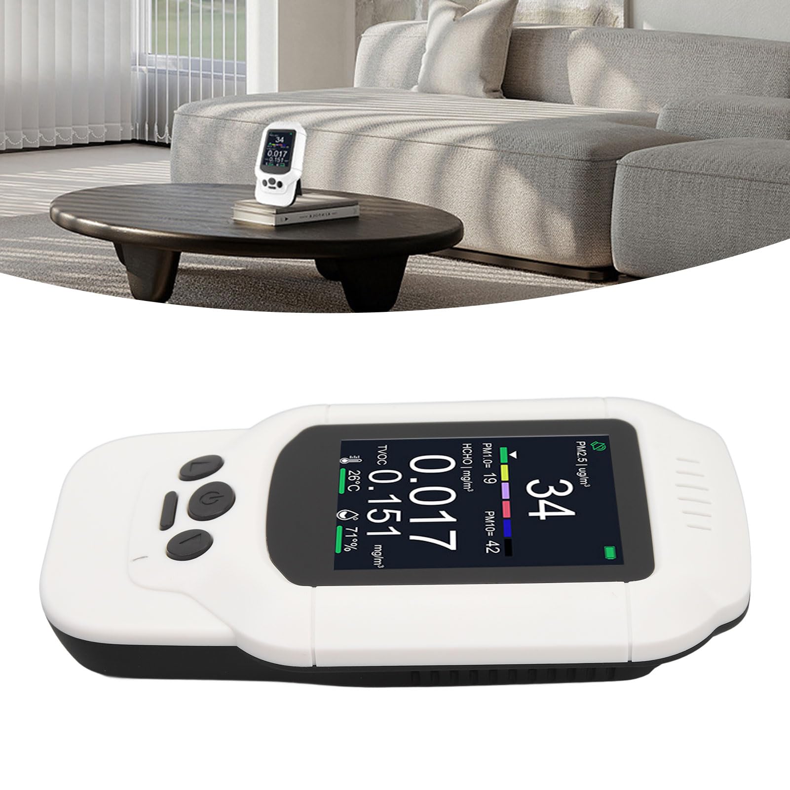 Versatile Indicatore di qualità Dell'aria Interna con Sensore di umidità della Temperatura, Display LCD 2,8 Pollici, Batteria Ricaricabile