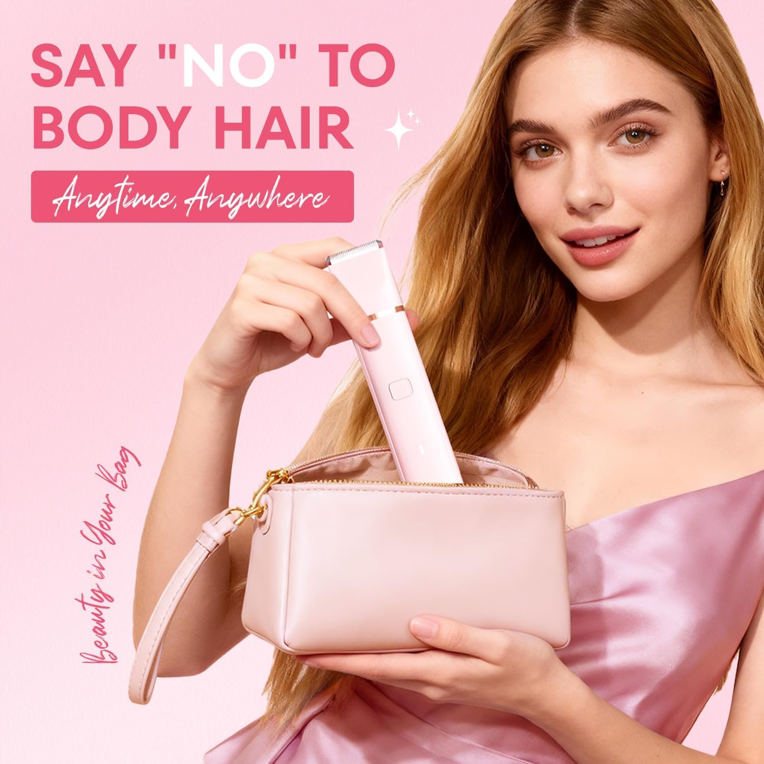 VG VOGCREST Bikini Trimmer for Women: Rechargeable 2-in-1 Painless Body Shaver for Leg Arm Underarm with Length Combs - Portable Travel Friendly Pubic Grooming Kit with Charging Dock (Light Pink) - Image 7