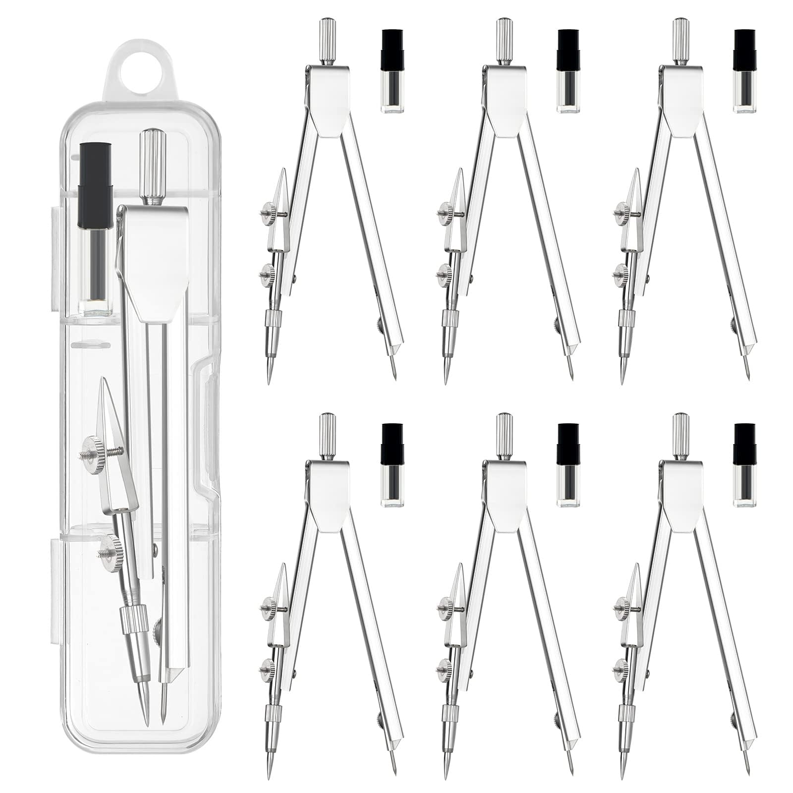 Buy 6 Pack Compass for Geometry, Drafting Compass for Students, Math