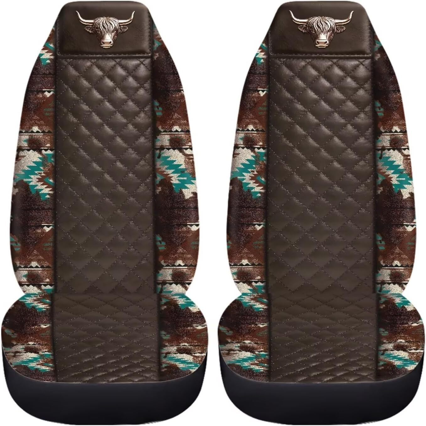 Howilath Bull Print Car Seat Cover Set of 2 Elastic Interior Accessories Front Bucket Seat Covers Fit SUV Sedan Truck, Easy to Install