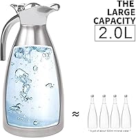 Vista 4 de FULITY - Jarra térmica de acero inoxidable con doble pared aislada al vacío y botón de presión, color plateado