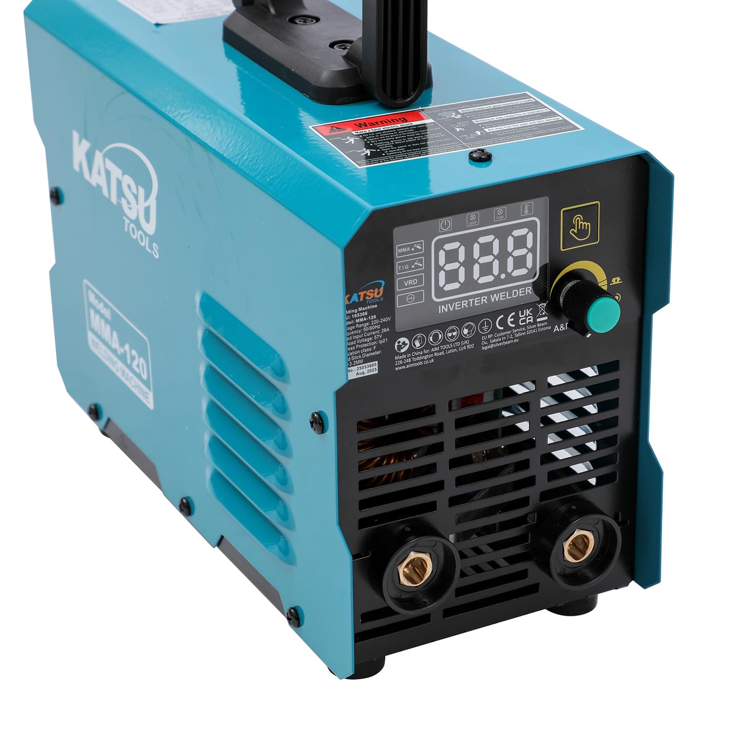 KATSU Tools Mini Saldatrice Inverter IGBT MMA 120A – Saldatrice ad Arco Portatile 2 in 1 Lift TIG/Elettrodo – Display Digitale – Per Uso Domestico ed Esterno
