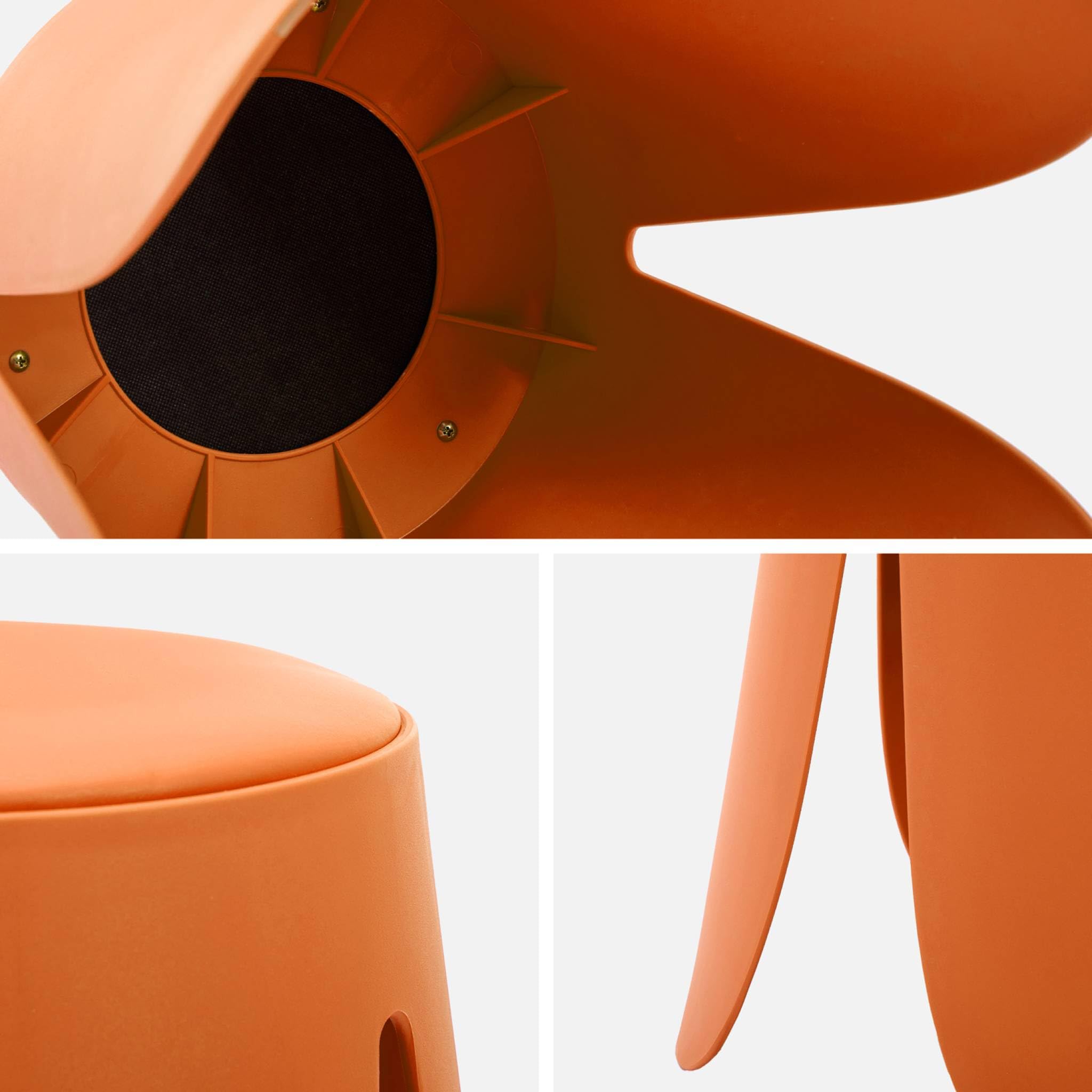 sweeek - Taburete apilable Polipiel, Set de 4, Niki, Naranja, 44x44x46 cm