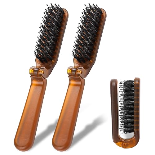 Paquete de 2 cepillos plegables para el cabello, cepillo de tamaño de viaje con cerdas naturales de jabalí y pasadores de nailon, cepillo pequeño disponible en Yaxa Peru