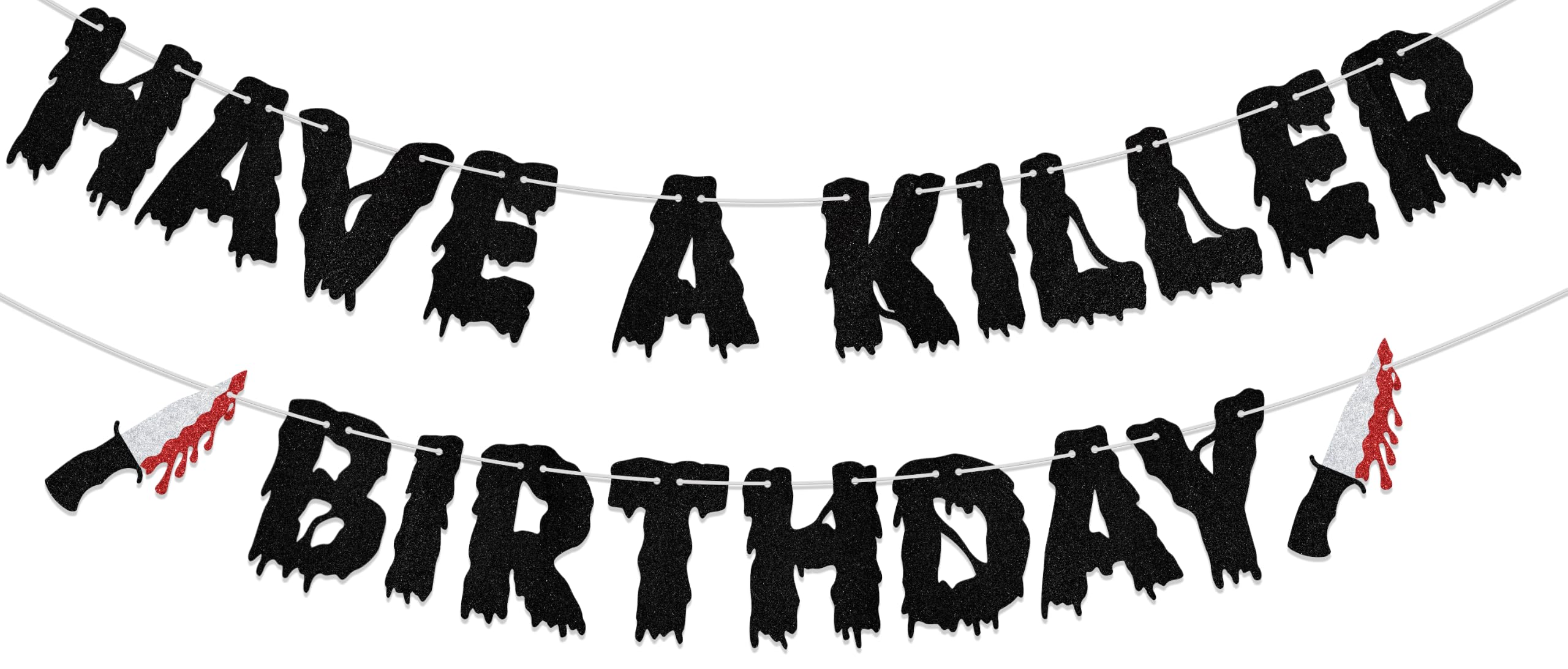 ZCXVC Have A Killer Birthday Banner Halloween Birthday Decorations Halloween Party Decoration Supplies Black Glitter