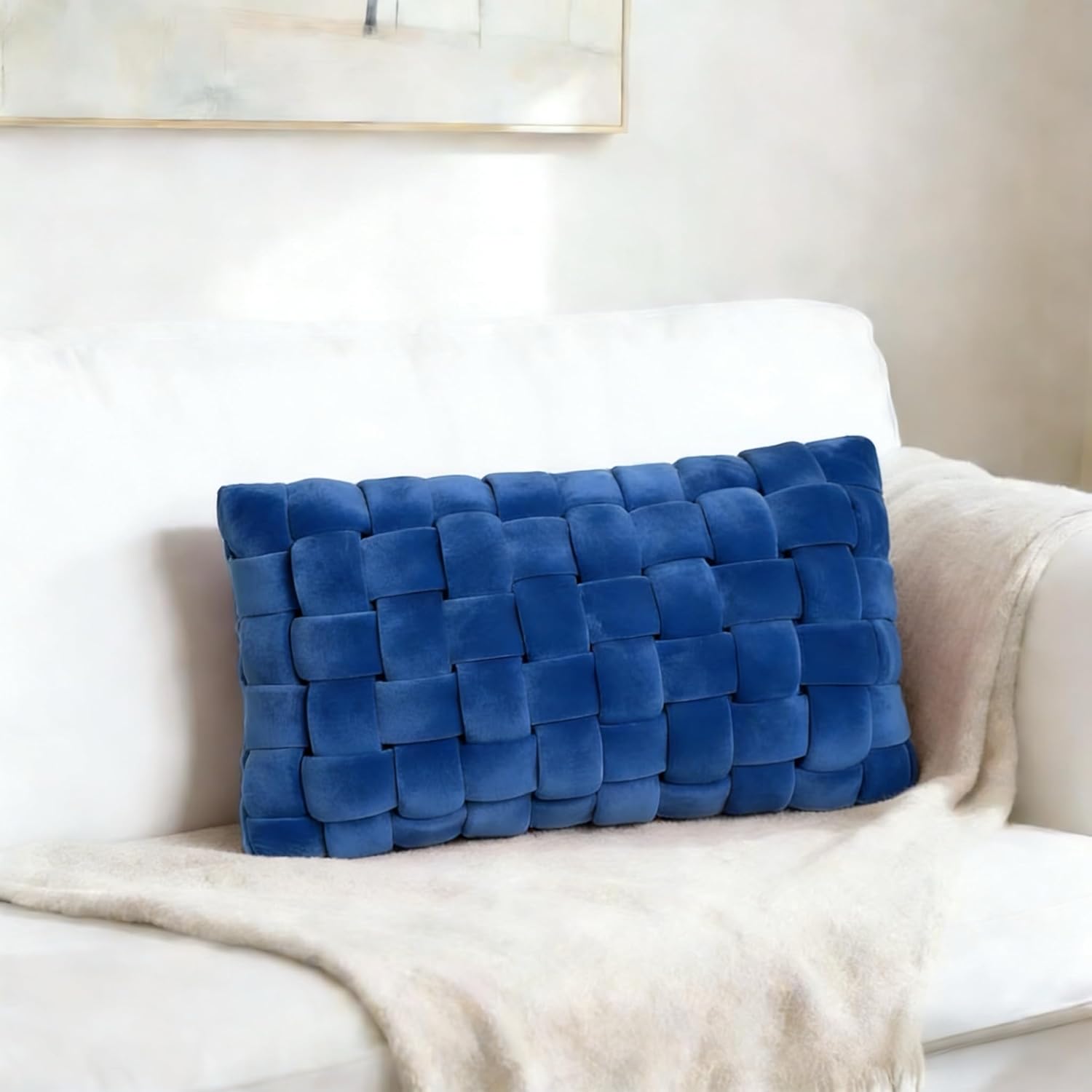 Soft Decorative Throw Pillows - Versatile Knot Pillow & Cute Throw Pillows for Couch, Bed & Living Room, Stylish Set with Comfortable Touch for Home Decor 19.6inches × 11.8inches (Blue)