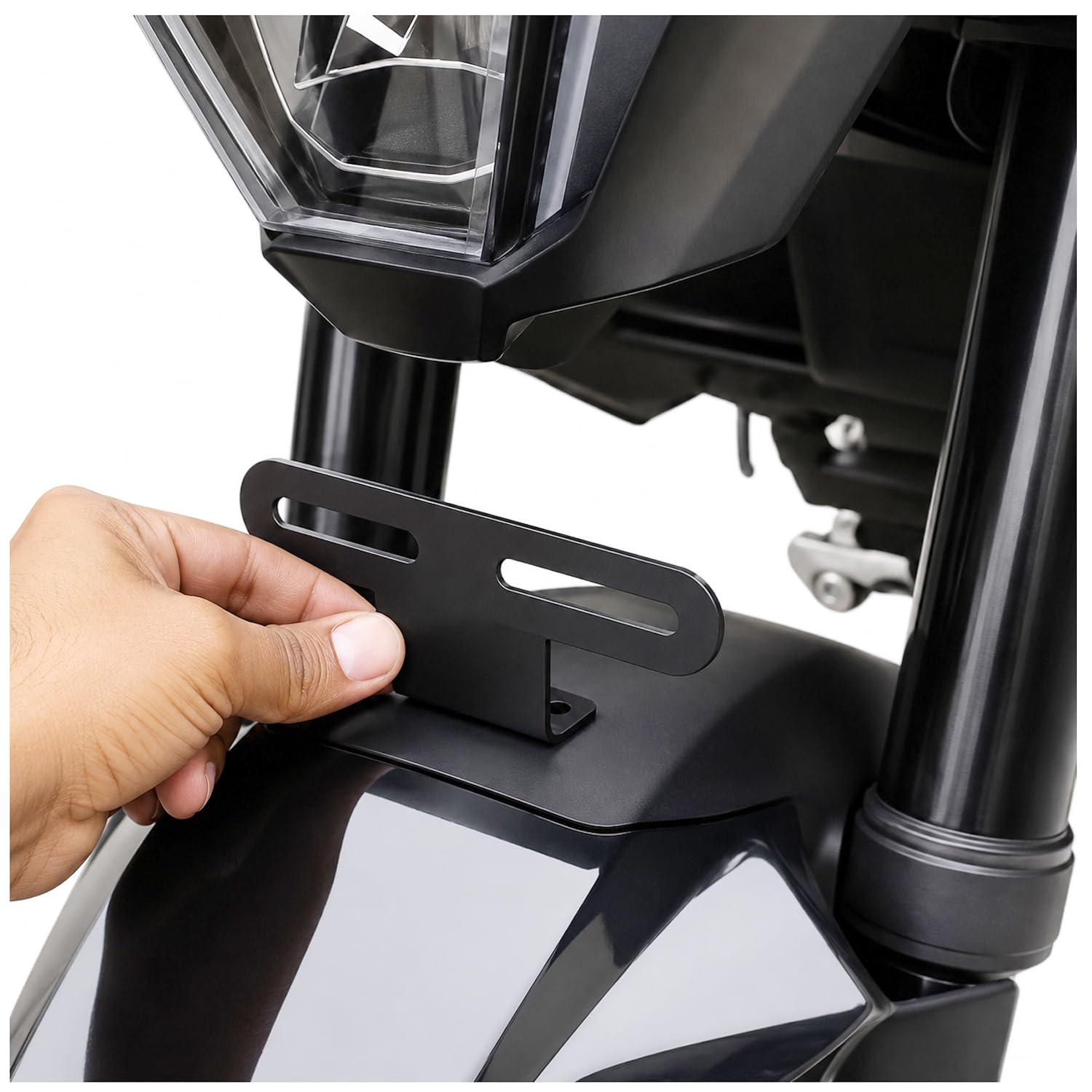 Dhe Best Universal Bike Front Plate Carrier Metal for Pulsar N160 | Mudguard Number Plate Holder Bracket Registration mount License Bike Scooty-image-7