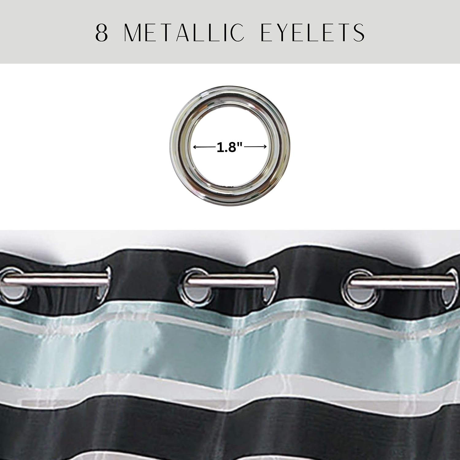 Striped Sheer Curtain Panel - Black and Blue Gray, Light-Filtering Drape for Modern Home Décor, 95 x 55 Inches - 1 pc