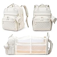 Vista 15 de Bolsas de pañales para bebé con cambiador, mochila impermeable para pañales para mamás y papás con puerto de carga USB, regalos para baby shower