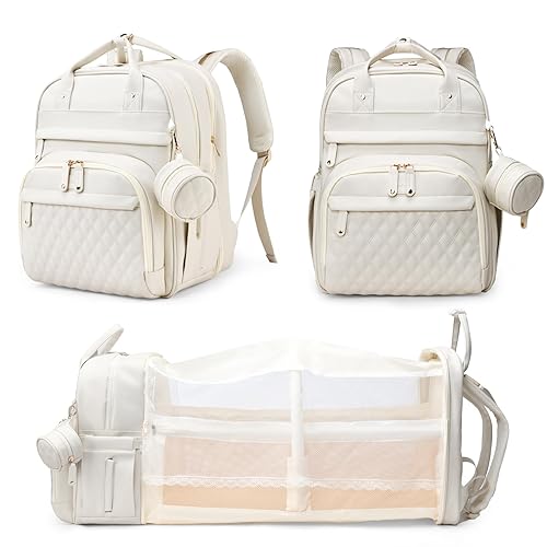 Miniatura 15 de Bolsas de pañales para bebé con cambiador, mochila impermeable para pañales para mamás y papás con puerto de carga USB, regalos para baby shower
