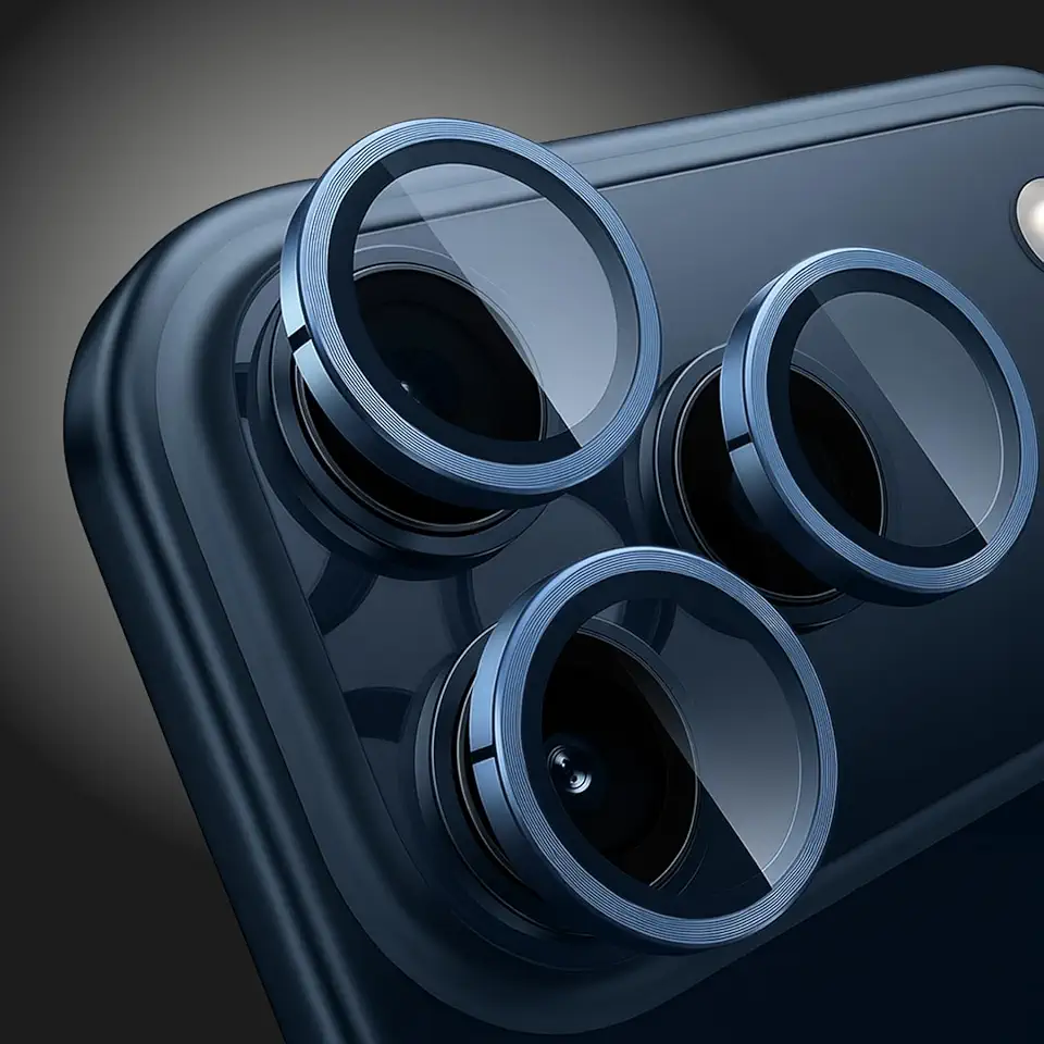 Película Câmera Protetor de Lente para iPhone 17 Pro / 17 Pro Max Vidro Temperado 9H Aro Simples Proteção Resistente a Arranhões e impactos premium (Azul Intenso)