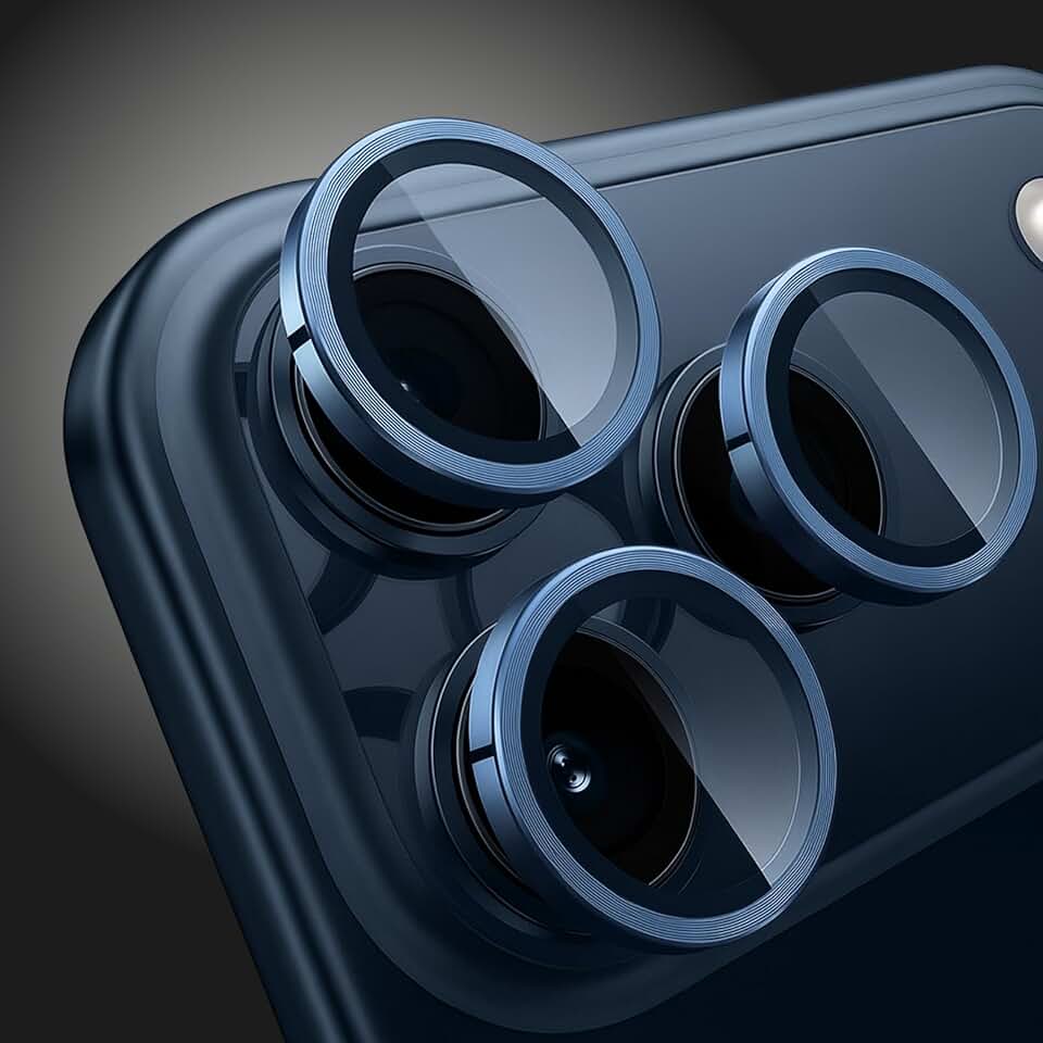 Película Câmera Protetor de Lente para iPhone 17 Pro / 17 Pro Max Vidro Temperado 9H Aro Simples Proteção Resistente a Arranhões e impactos premium (Azul Intenso)