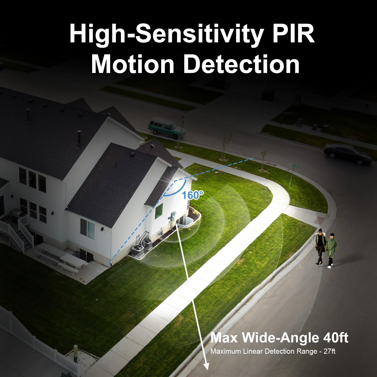 Kekeou Sensor de movimiento, detector de movimiento de repuesto de 160 grados para reflector de seguridad, tiempo ajustable y sensibilidad de detección de hasta 40 pies, sensor PIR de 2 modos para luz