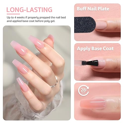 Miniatura 4 de GAOY Poly Gel, 2.16 oz de gel constructor rosa para mejorar las uñas para principiantes y profesionales en el salón de belleza DIY en casa