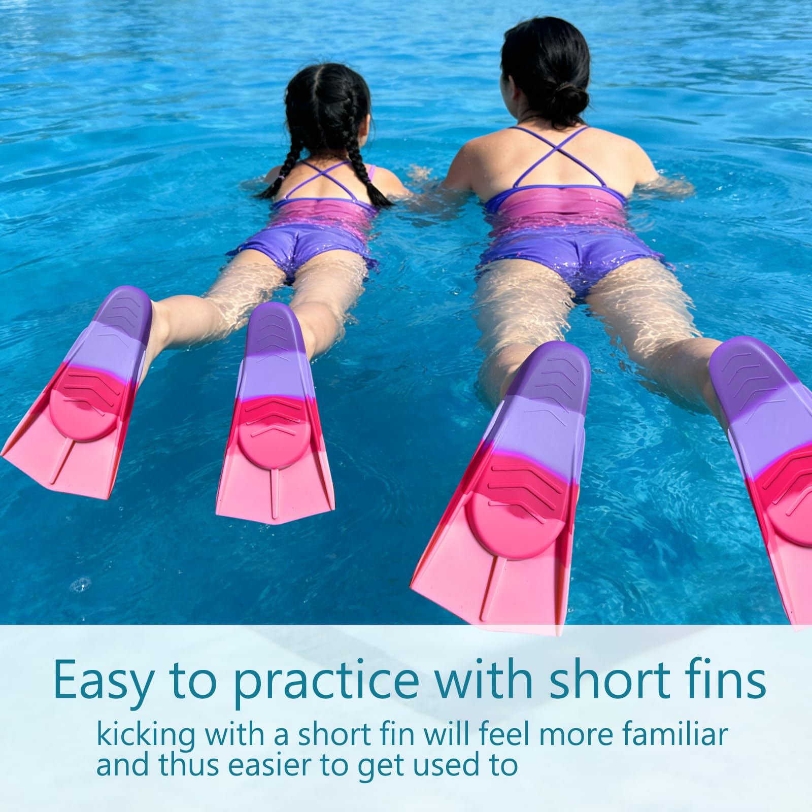 Aletas de natación, aletas cortas de silicona, aletas de buceo, aletas de arco iris, aletas cortas de entrenamiento, aletas cortas para entrenamiento de natación, esnórquel, buceo para principiantes