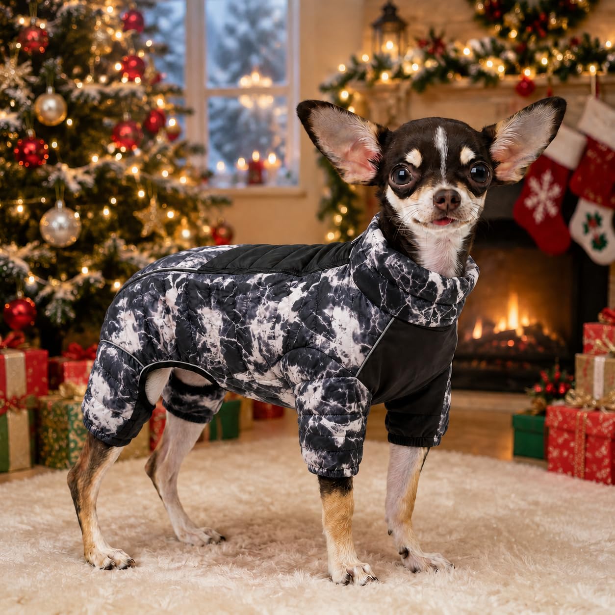 Manteau pour Chien, Veste Chaude à 4 Pattes Couverte, imperméable, Coupe-Vent, réfléchissante, avec Fermeture éclair réglable, pour Chiens de Petite, Moyenne et Grande Taille, micai, Noir, Taille M