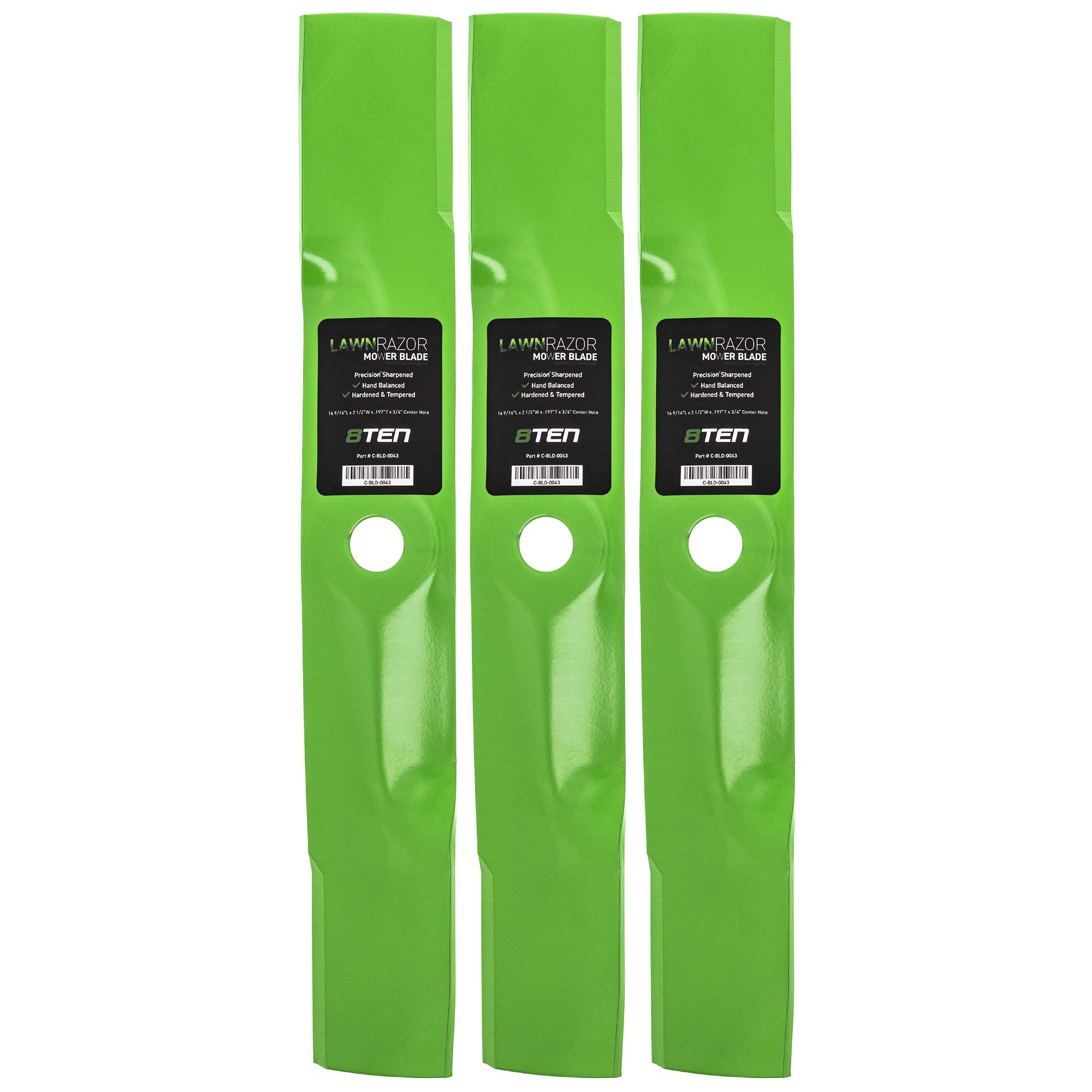 8TEN LawnRAZOR Blade Set for John Deere Scotts F510 GT242 48 inch Deck M113517 M114581 M115328 M115495 (High-Lift)