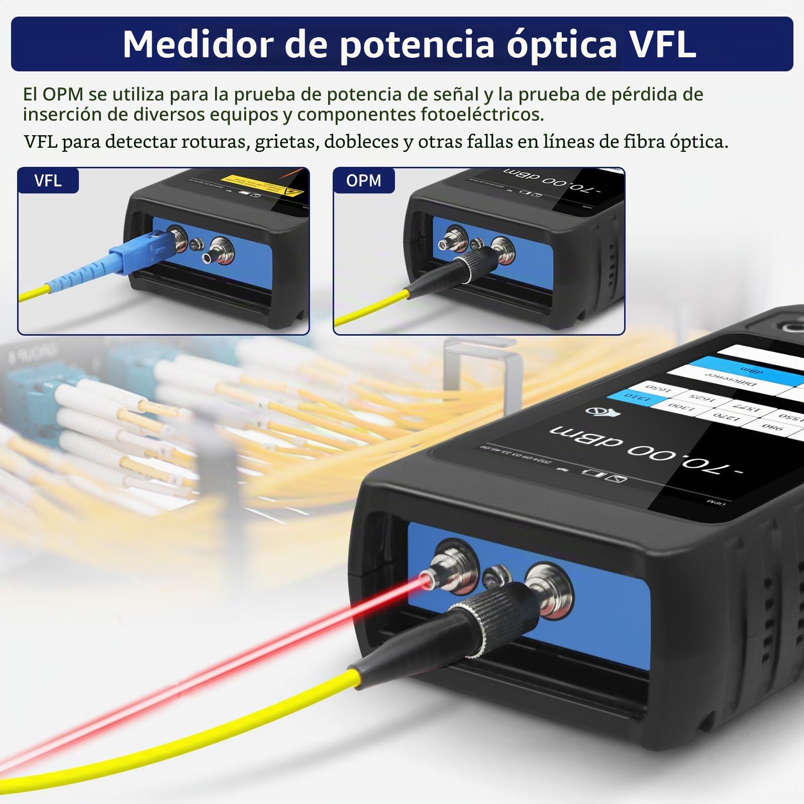 Henkion Multifunción RJ45 - Comprobador de cable de red UTP, rastreador de cables Ethernet, pantalla táctil IPS de 4 pulgadas, compatible con herramientas de red, VFL, OPM, detección PO++, RJ45 TDR