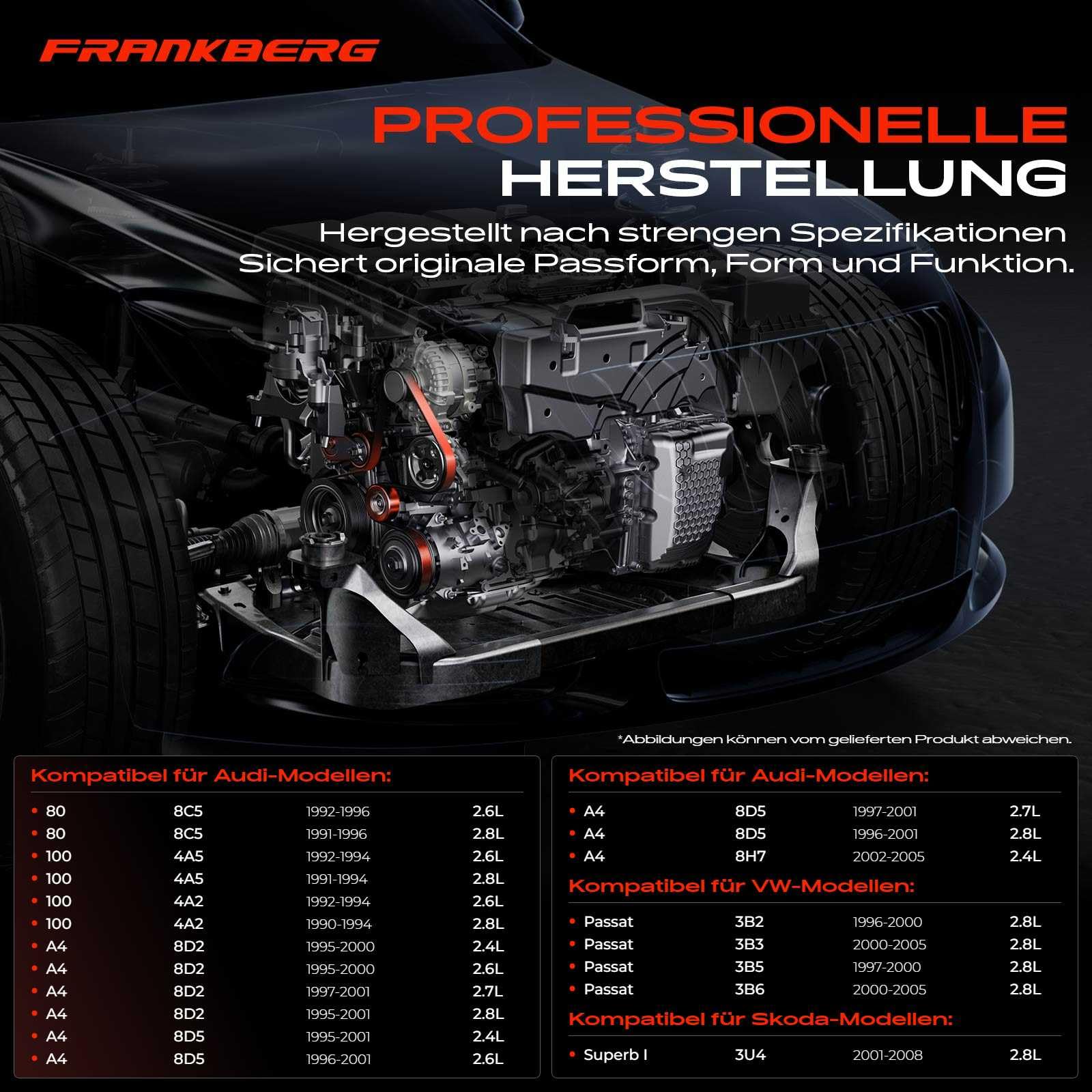 Frankberg Napinacz pasa, pasek klinowy wielorowkowy do A4 8D2 B5 A6 4A C4 A8 4D2 4D8 80 100 Allroad Coupe Cabriolet P-a-s-a-t 3B2 3B5 benzyna 2,4L-2,8L 1990-2008 078903133Q
