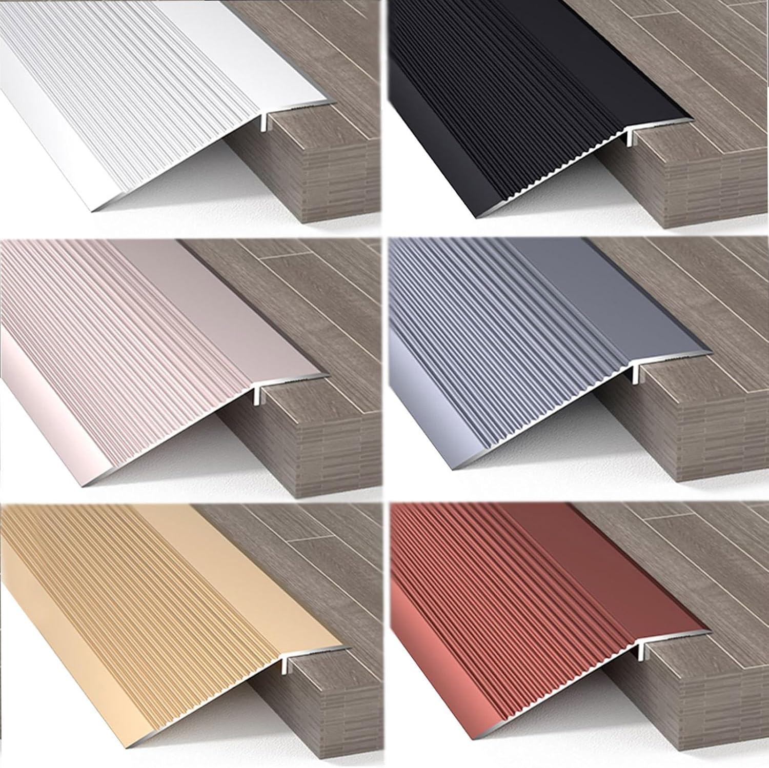 XAZLBIW Aluminum Floor Transition Strip - Reducer for Doorways & Thresholds Perfect Tile Laminate Flooring Bridges Height Gaps 10-40mm& Easy Installation