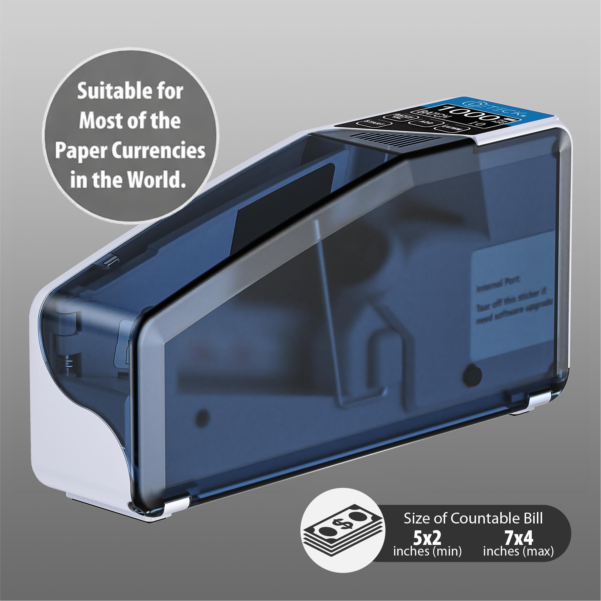 DETECK DT5SB - Máquina portátil de contador de dinero con detección de falsificaciones UV/WM – Práctica cantidad de billetes solo para contador de efectivo pequeña (batería recargable incluida)