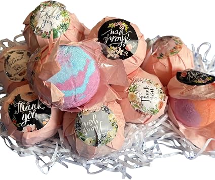Organic Bath Bombs Gift Set, 12 Aromatherapy, Essential Oils Blend with Rose, Lavender, Jasmine Scents, Long Lasting Floaters for Women Men and Kids