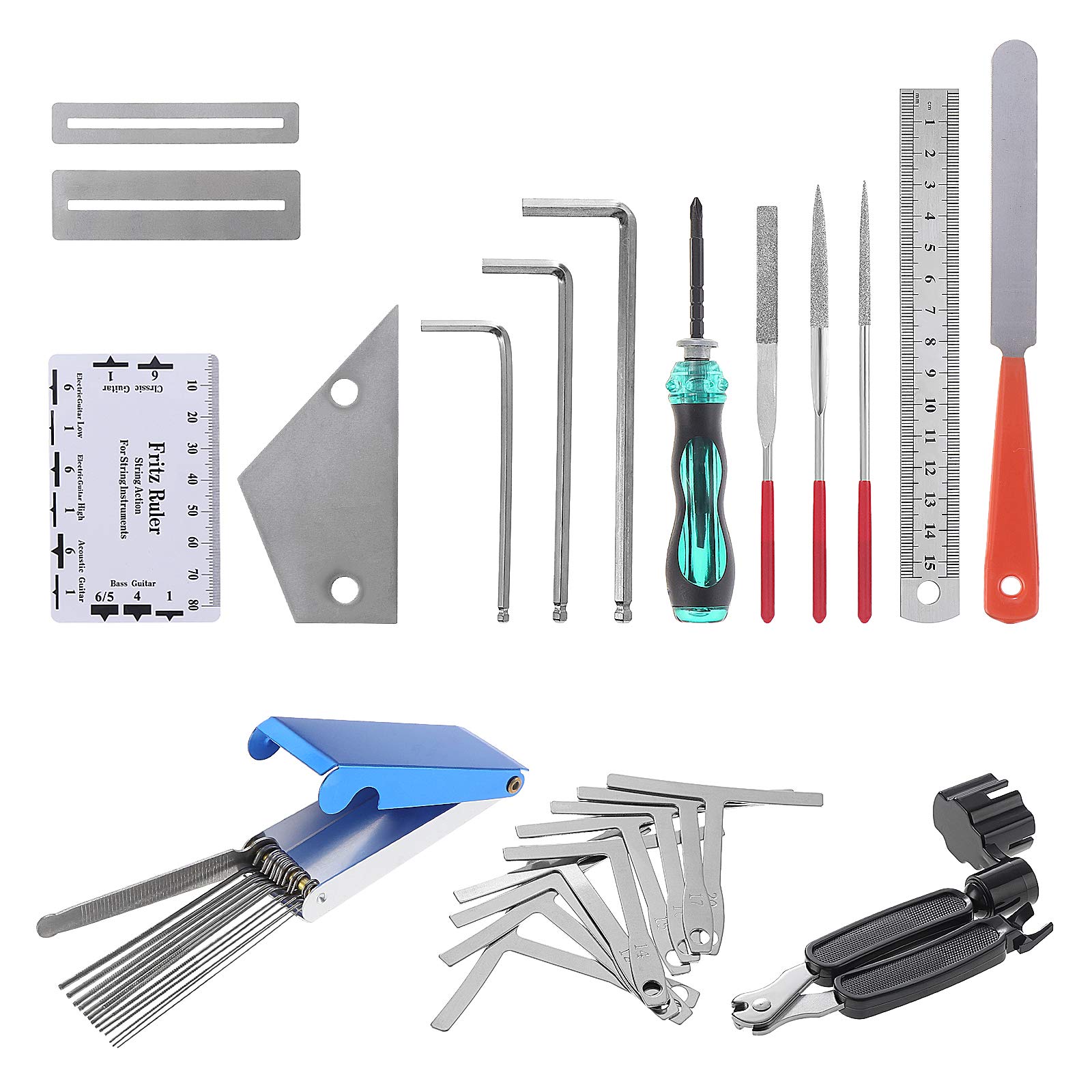 Kit Di Riparazione Chitarra 72 Pezzi: Lime, Pinze, Corde E Tutto Il Necessario Per Manutenzione Fai-da-te