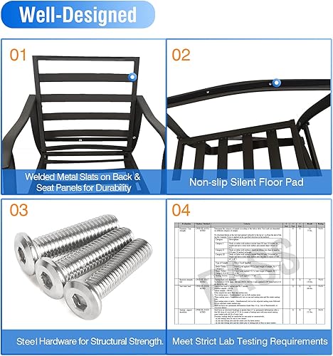 Miniatura 7 de Casualstay - Juego de 2 sillas mecedoras de patio con cómodo respaldo y cojín de asiento súper grueso, marco de acero duradero, buena opción para