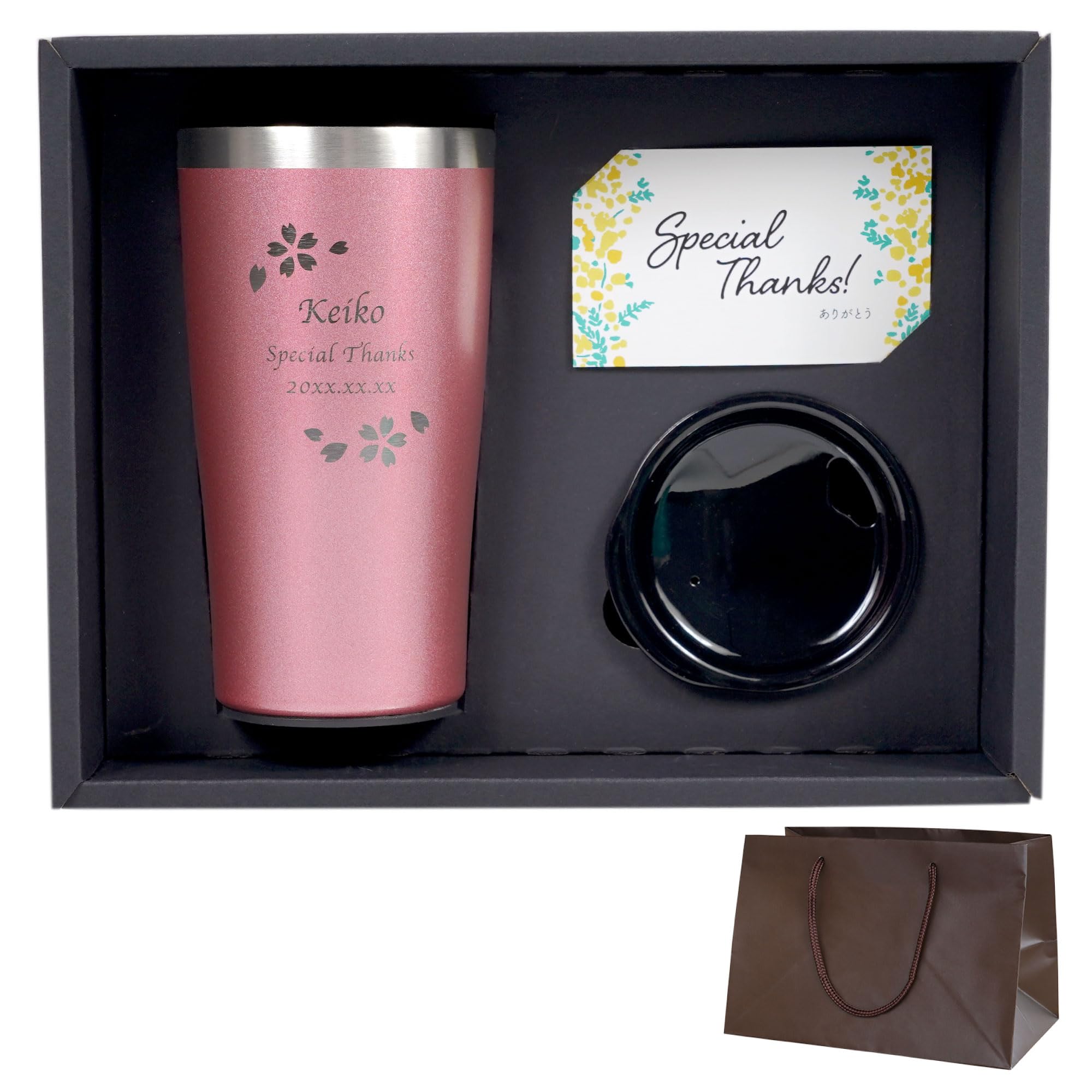 Amazon｜名入れ ステンレス タンブラー 450ml 蓋付き 女性 カラー 保温