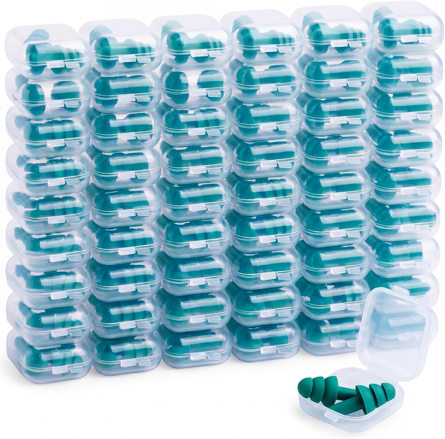 Tondiamo 150 Pairs Ear Plugs Bulk Individually Wrapped Silicone Ear Plugs with Carry Case Soft Reusable Noise Cancelling Earplugs for Sleeping Swimming Concerts Shooting Noise Reduction (Green)