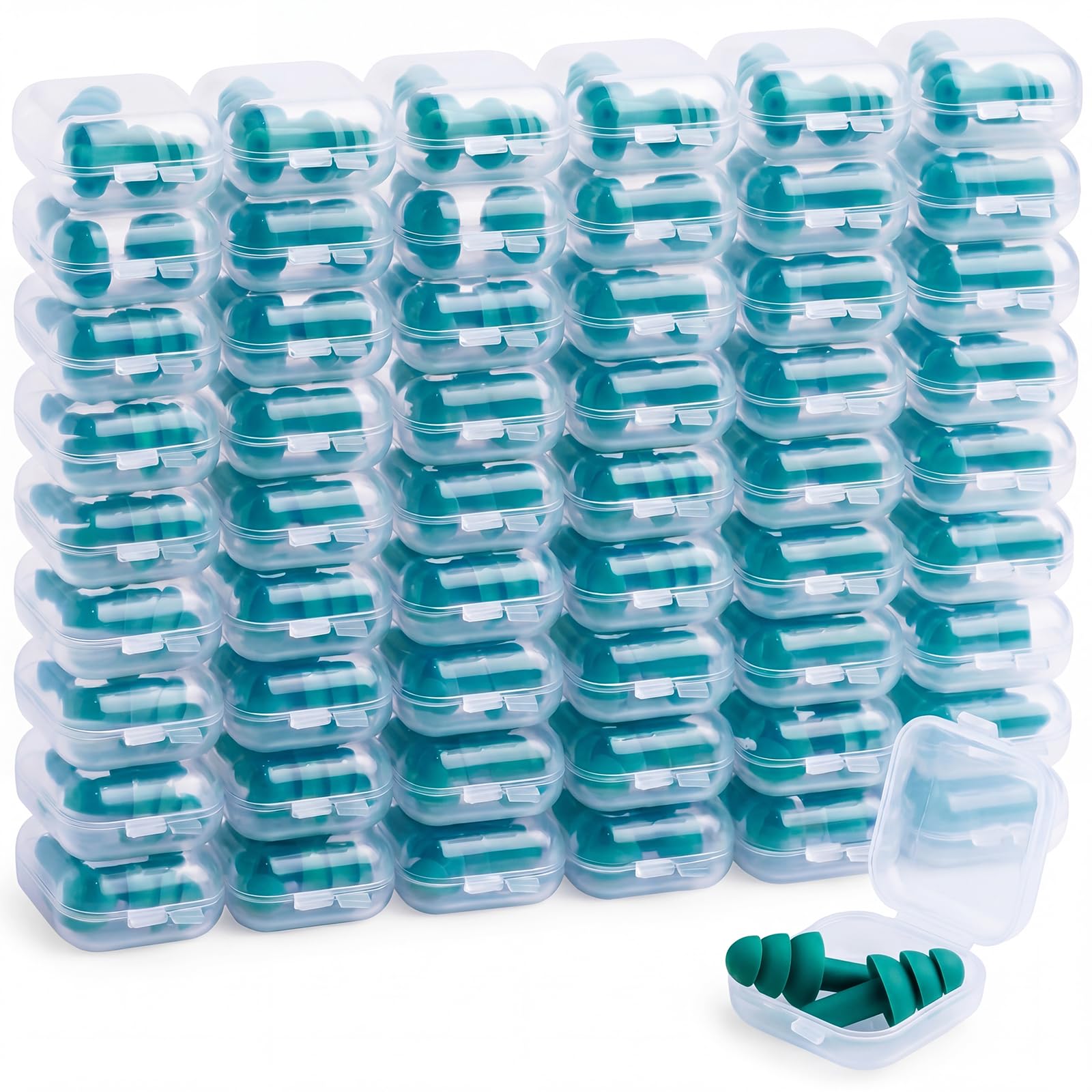 Tondiamo 150 pares de tapones para los oídos de silicona envueltos individualmente a granel con funda de transporte, suaves, reutilizables, con cancelación de ruido, tapones para los oídos para dormir