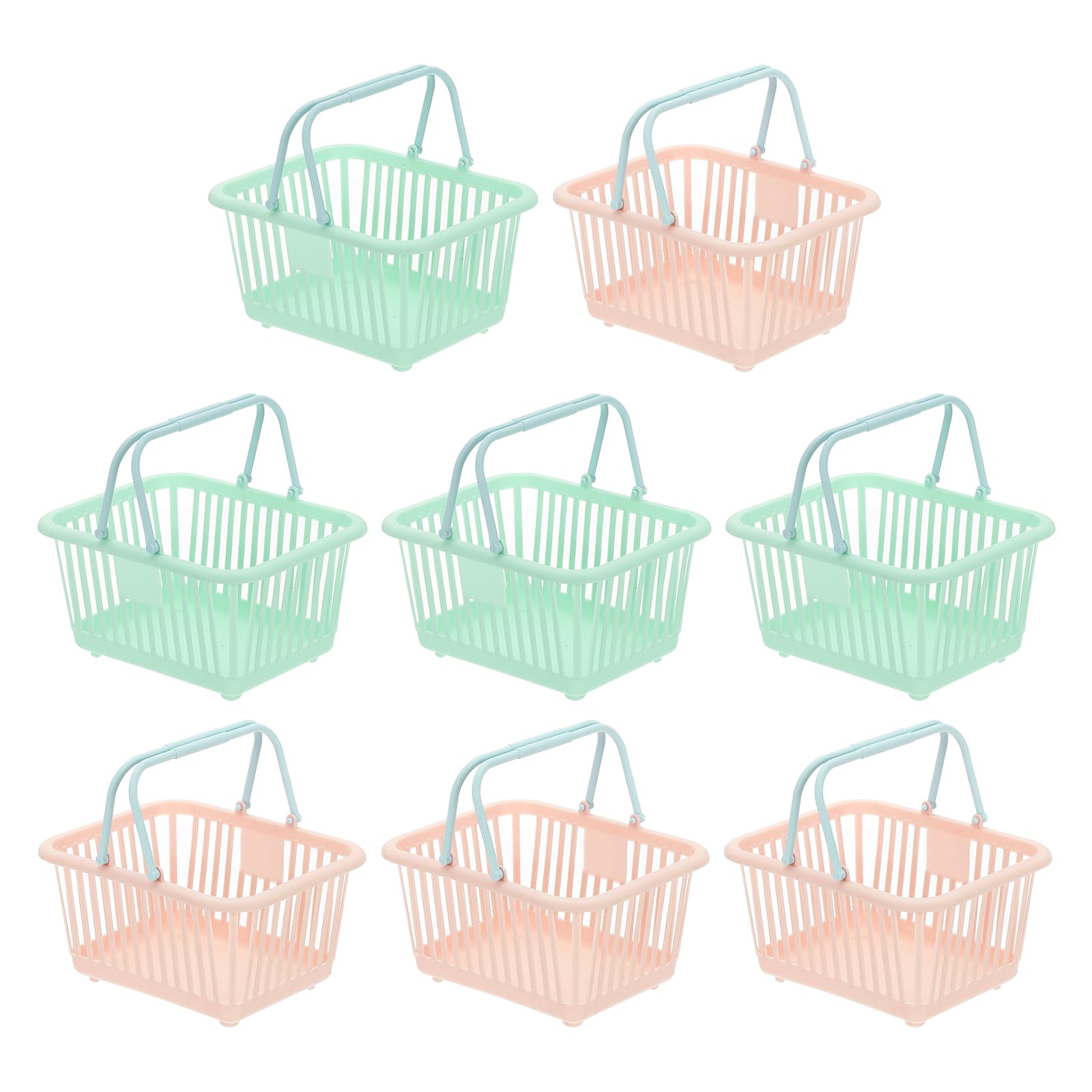 PATIKIL 8PCS Small Plastic Basket,Mini Storage Basket Grocery Tiny Shopping Baskets with Handle Organizer Filtered Water for Organizing Toys Fruits
