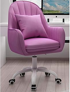 Moderno Terciopelo Silla De Escritorio,Altura Ajustable Silla De Maquillaje Silla Giratoria,Silla De Brazo De La Sala De Comedor para Dormitorio Sala De Estudio-Púrpura 59x19x114cm