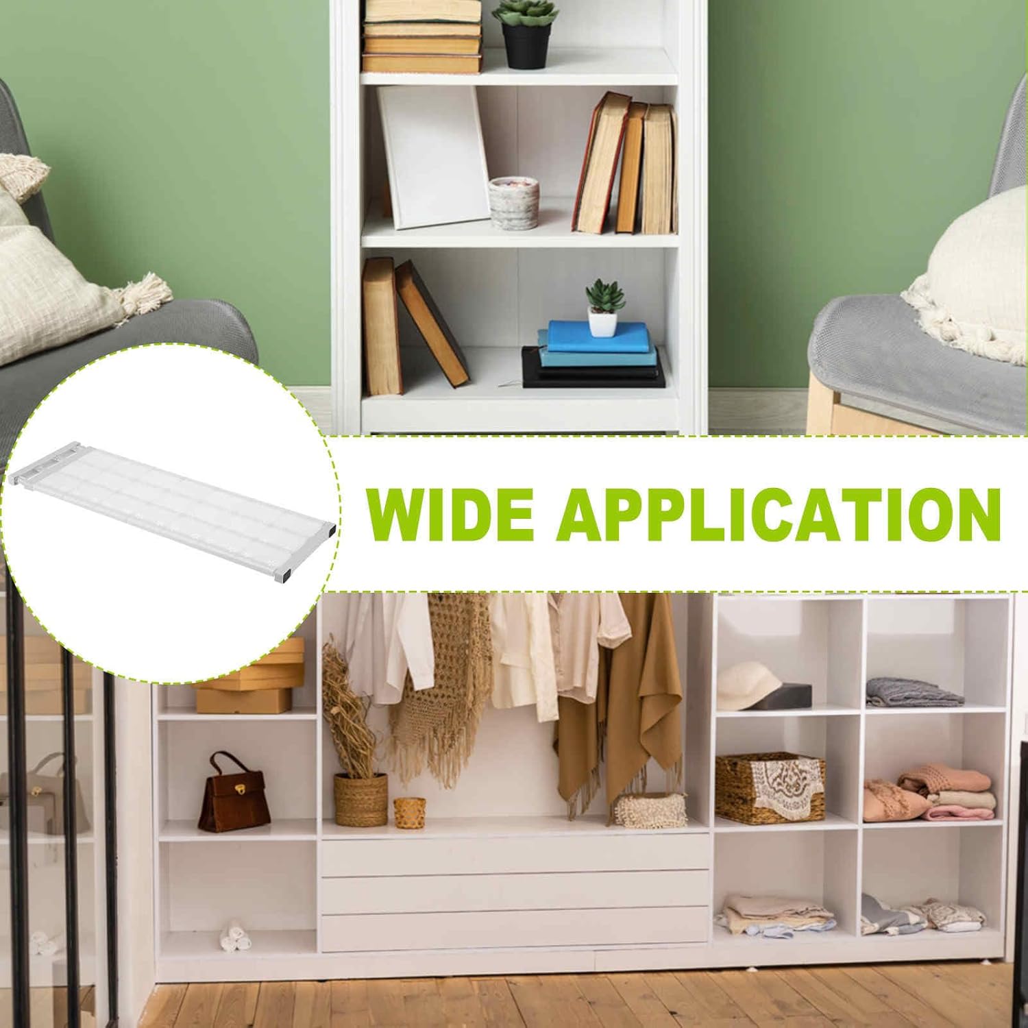 HARFINGTON Expandable Closet Tension Shelf 28.74" to 49.21" Adjustable Closet Organizer 2.4" x 9.45" Flower Pattern Storage Rack for Wardrobe Cupboard Kitchen Bedroom