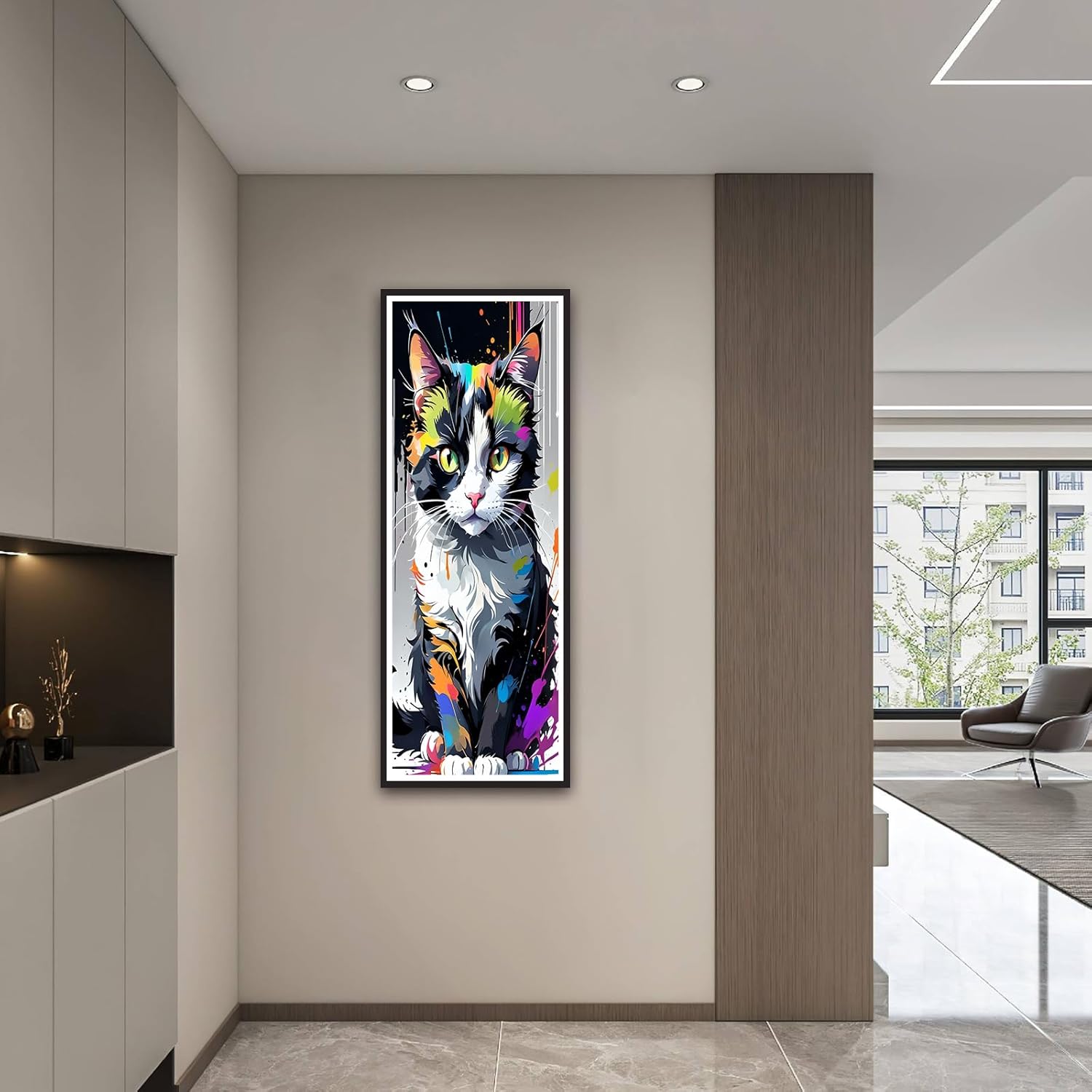 ZHUMUTO Extra Large Diamond Art Painting Kits for Adults,23.6x63inch/60x160cm Cat DIY Full Round Drill Diamond Dots,Extra Large Size for Home Wall Decor Gifts