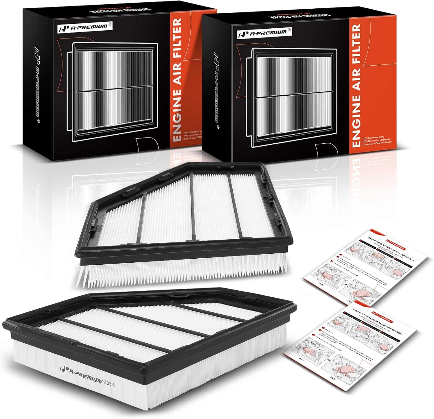 A-Premium 2-PC Engine Air Filter Compatible with BMW X5 2019-2020, X7 2019-2020, 750i/750i xDrive 2016-2019, Alpina B7 2017-2019, M550i xDrive2018-2020, V8 4.4L, Replace# 13718613250