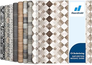 Floordirekt PVC Bodenbelag Meterware nach Maß Vinylboden, CV Linoleum für Küche & Balkon in Holzoptik, Fliesenoptik, Steinoptik - robust & pflegeleicht 200 x 300 cm | Toscana Sand