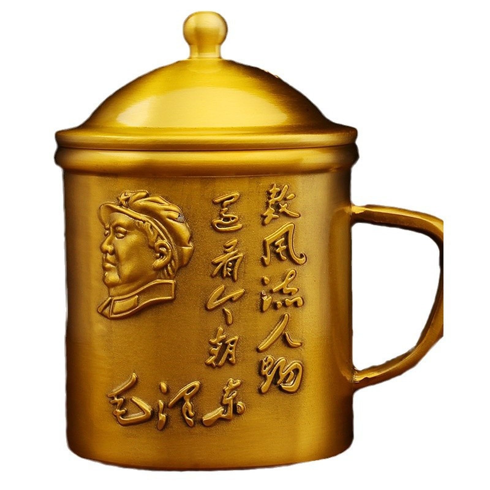 NBKLSWSUI Handmade Brass Teacup Sculpture For Men's Office Desk&man Cave Vintage Decor Unique Feng Shui