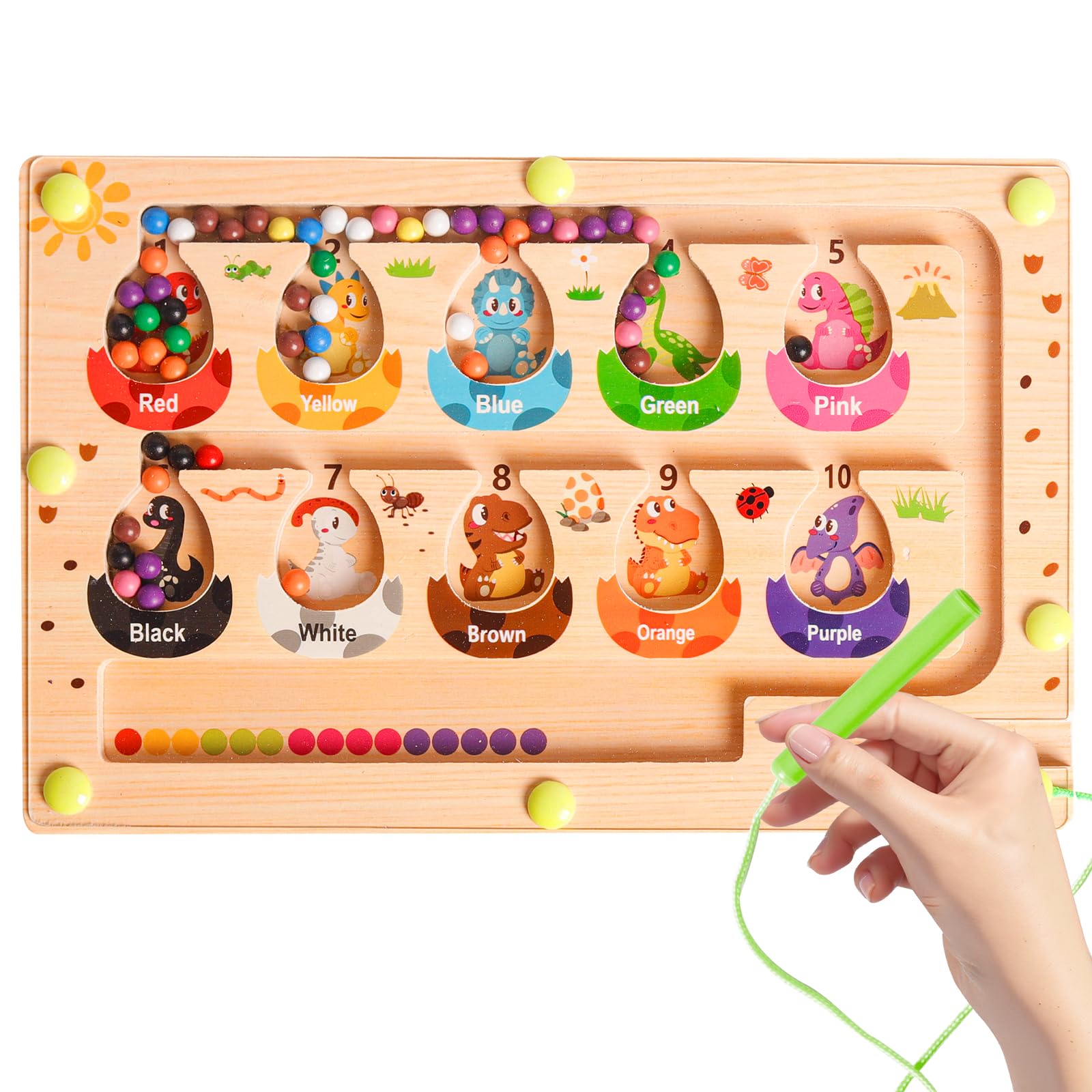 Magnetic Montessori Colour & Number Maze Toy for 3 4 5 Year Olds, Wooden Sorting, Counting & Colour Matching Puzzle Board, Educational Fine Motor Skills Toys, Toddler Learning Gifts for Boys & Girls
