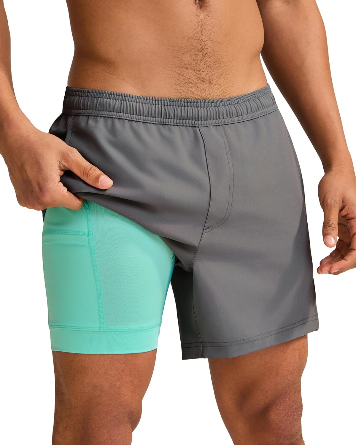 maamgic Mens 5" Gym Running Shorts for Men 2 in 1 Quick Dry Workout Athletic Shorts