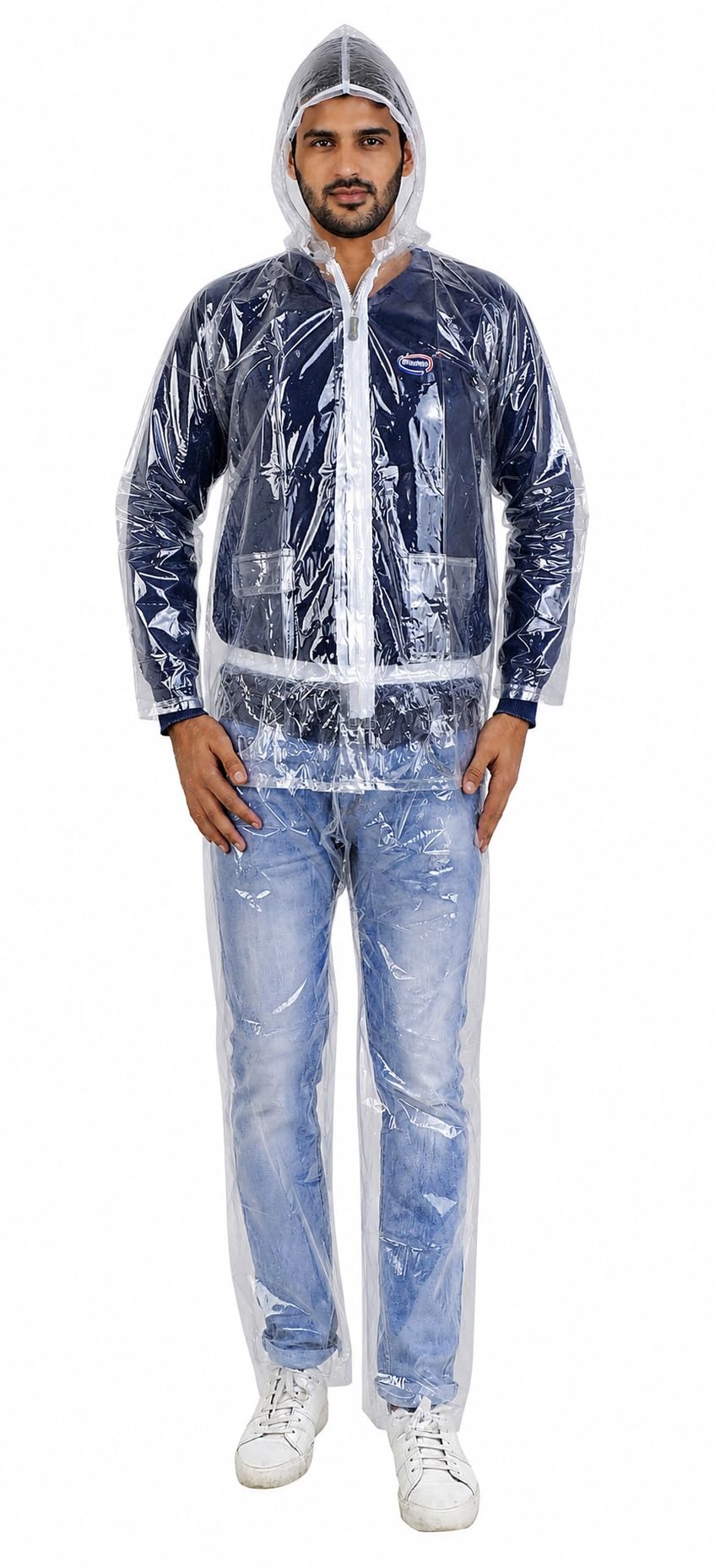 zacharias Men's PVC Waterproof Raincoat with Pant r-03 (Transparent_Pack of 1)-picture-33