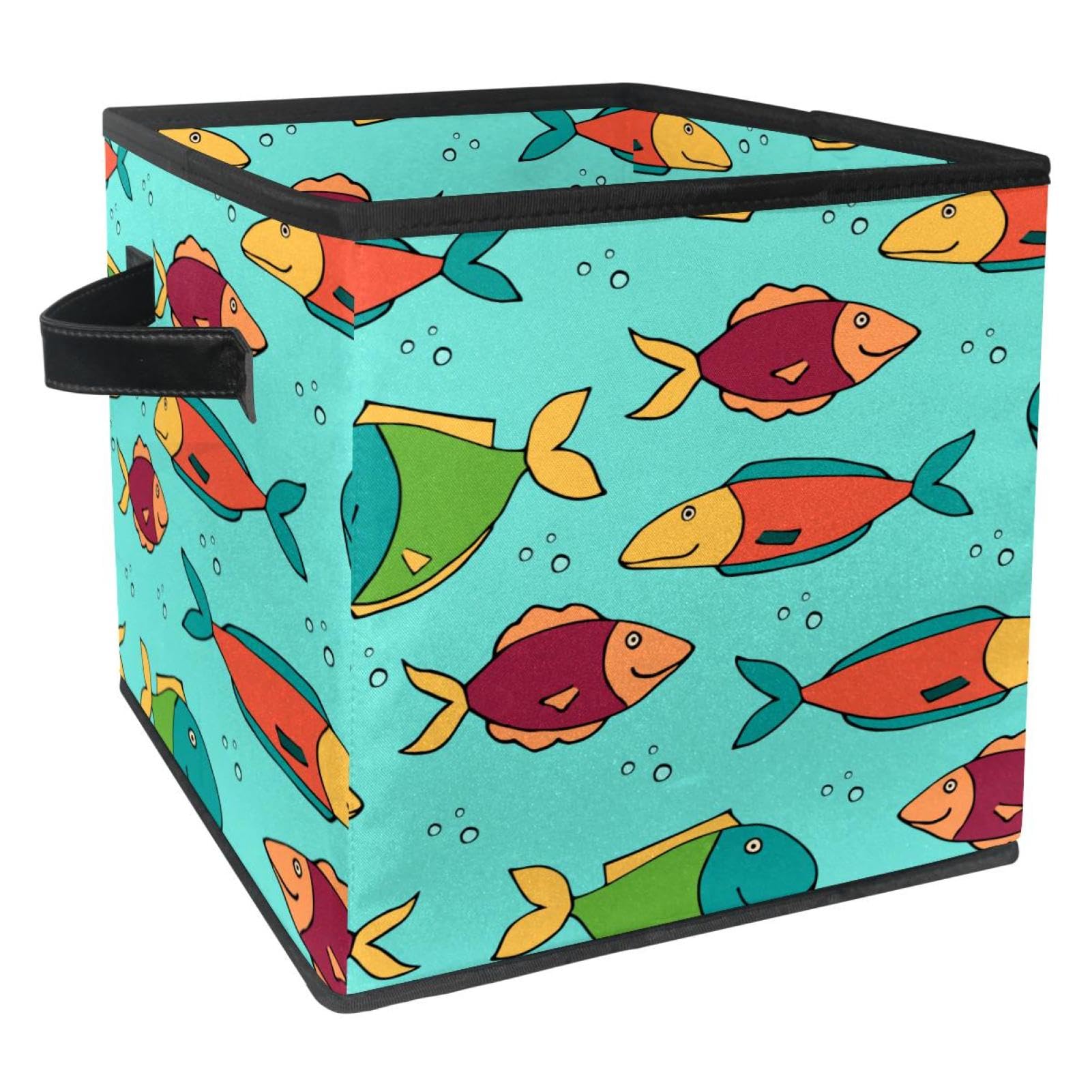 Boîte de rangement pliable motif poisson bleu pour chambre